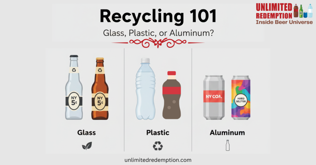 ♻️ Recycling 101: Glass, Plastic, or Aluminum? Everything You Can Redeem at Unlimited Redemption 3 Eligible containers for redemption