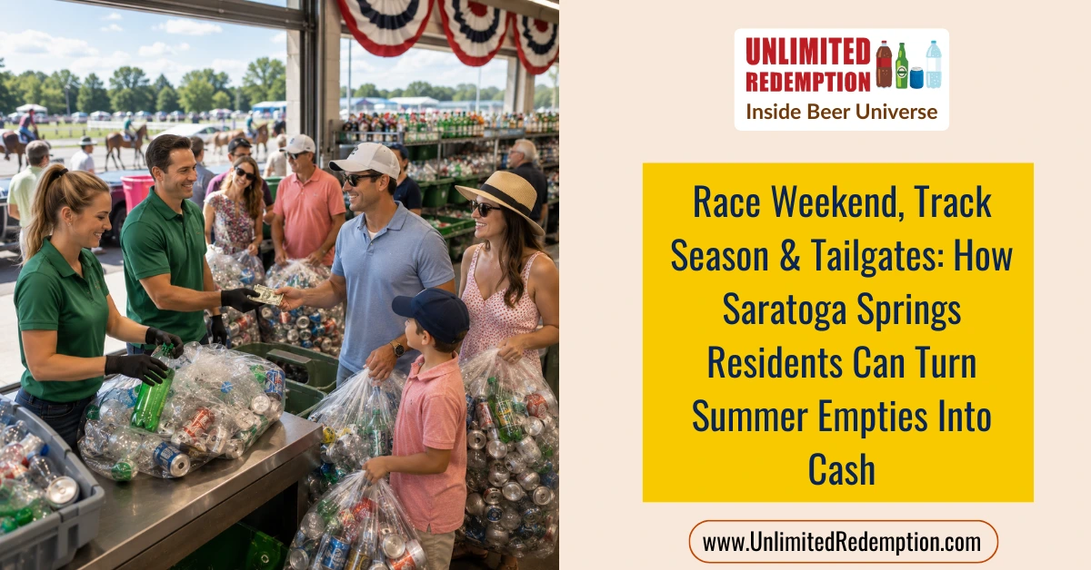 Race Weekend, Track Season & Tailgates: How Saratoga Springs Residents Can Turn Summer Empties Into Cash 1 Saratoga track season bottle can return
